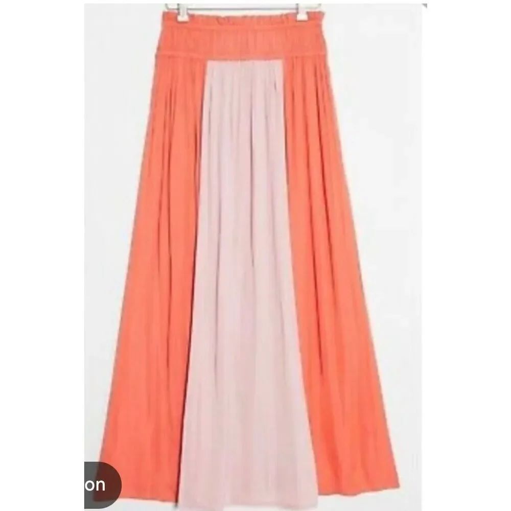 Anthropologie Current Air colorblock smocked waist high rise maxi skirt sml